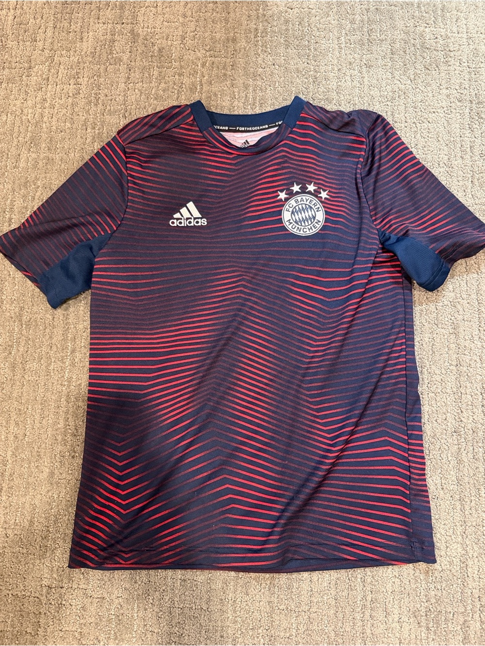 adidas Kids FC Bayern Training Jersey- Navy & Red Accent